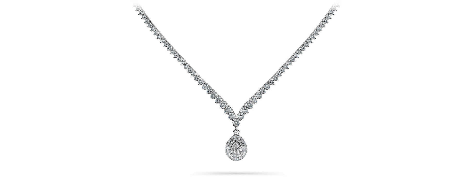 3 Prong Graduated V Diamond Necklace Lab-Grown Diamond  with 9.54 ct.(finished)