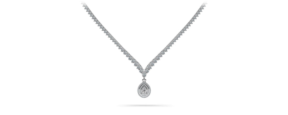 3 Prong Graduated V Diamond Necklace Diamond  with 9.54 ct.(finished)