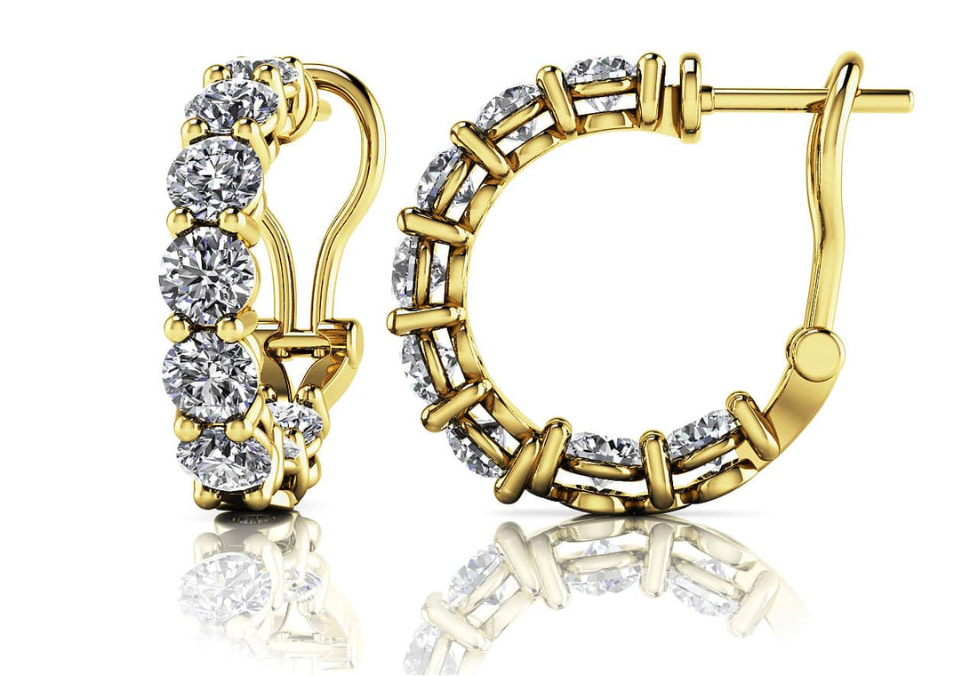 Glittering Diamond Hoop Earrings Lab-Grown Diamond  with 4.00 ct.(finished) 4mm