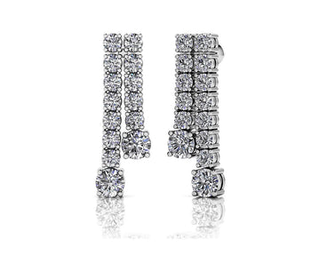 Double Strand Graduated Diamond Dangle Earrings Diamond  with 1.63 ct.(finished) 2mm, 3.5mm