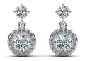 Heavenly Halo Drop Earrings Diamond  with 1.44 ct.(finished) 1.1mm, 3.8mm, 4.7mm