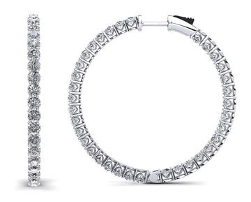Sweetheart Single Row Inside Out Diamond Hoop Earrings Large Lab-Grown Diamond  with 7.14 ct.(finished) 3mm