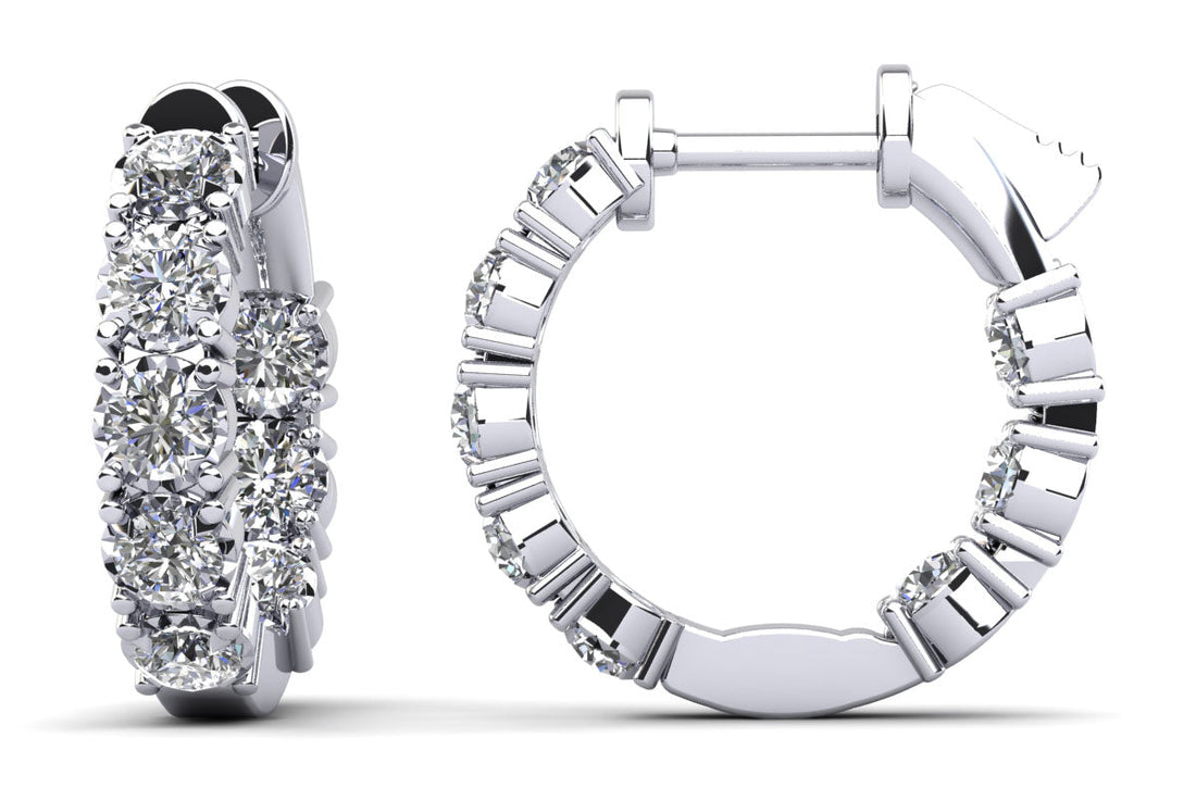 Diamond Crown Hoop Earrings Petite Diamond  with 1.28 ct.(finished) 2.75mm