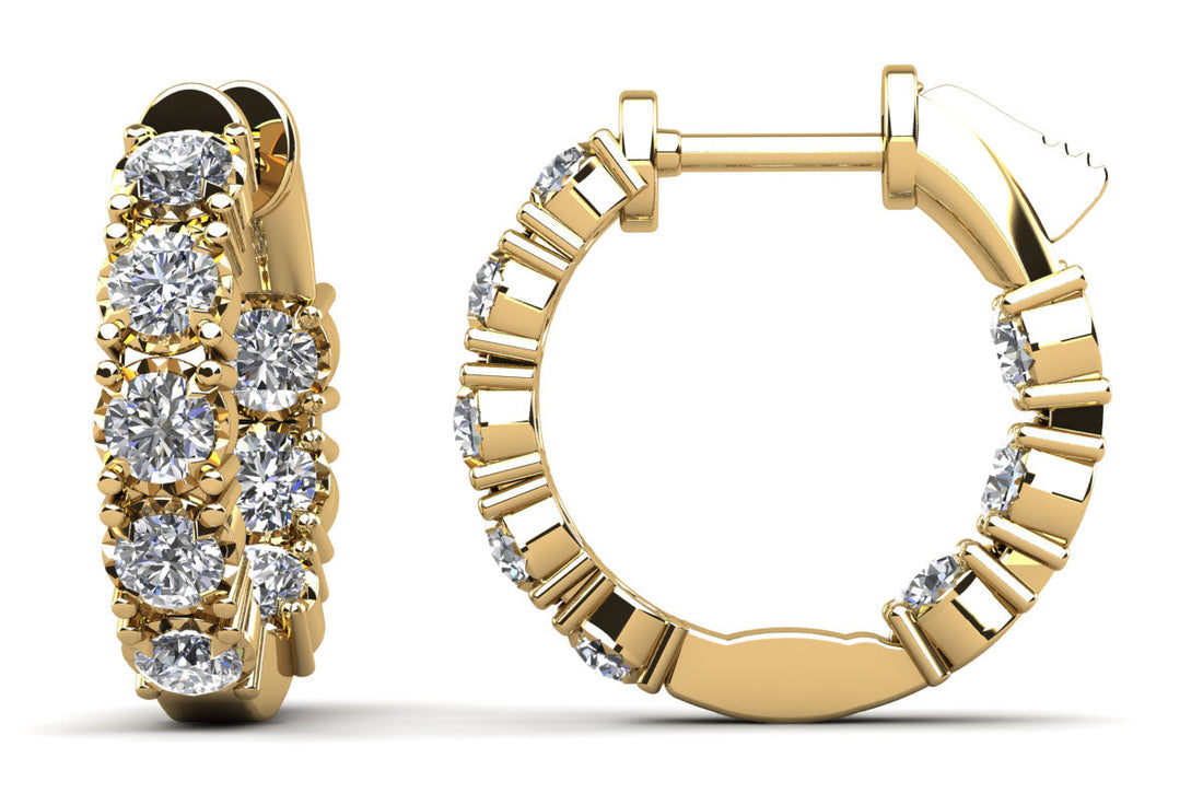 Diamond Crown Hoop Earrings Petite Diamond  with 1.28 ct.(finished) 2.75mm