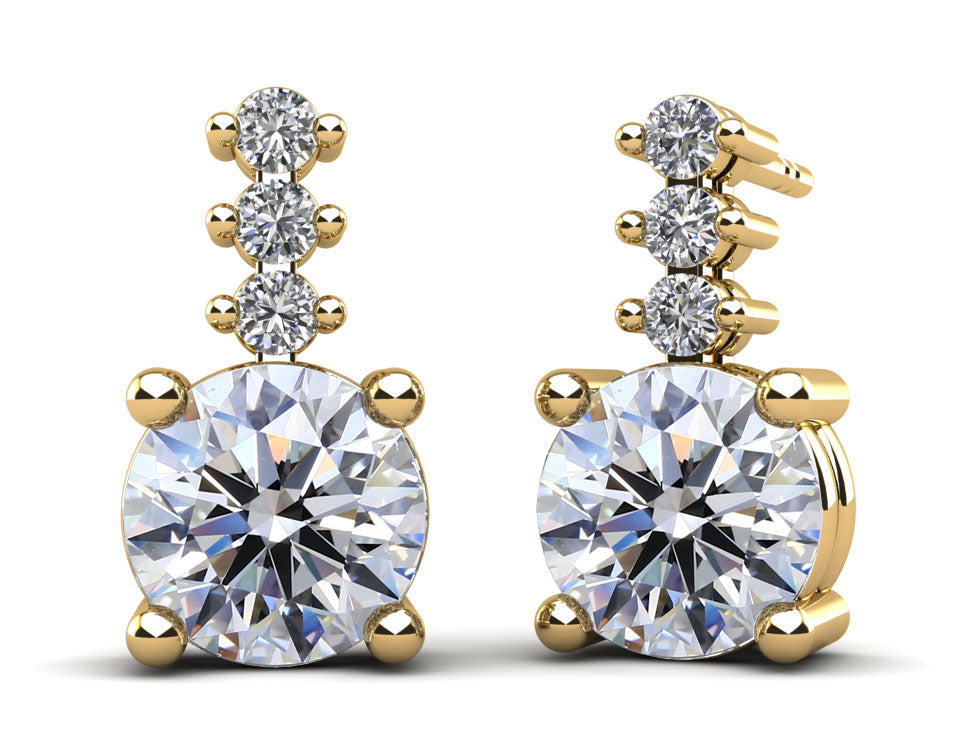 Brilliant Round Drop Diamond Earrings Lab-Grown Diamond  with 3.22 ct.(finished) 2.1mm, 7.4mm
