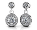 Round Colored Stone Drop Diamond Earrings Lab-Grown Diamond  with 1.90 ct.(finished) 1.3mm, 3.2mm, 5.5mm