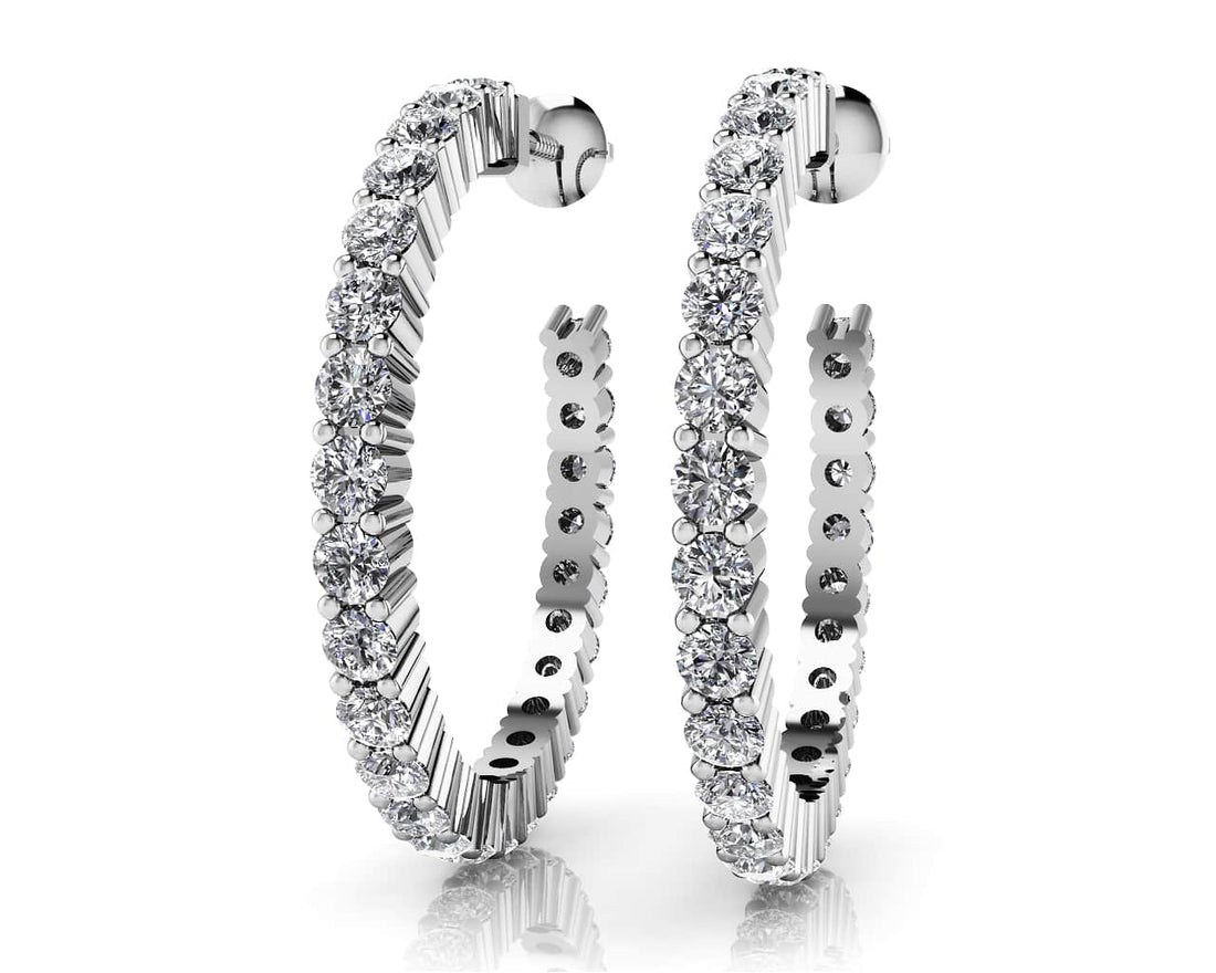 Timeless Diamond Hoop Earrings Lab-Grown Diamond  with 1.20 ct.(finished) 1.8mm