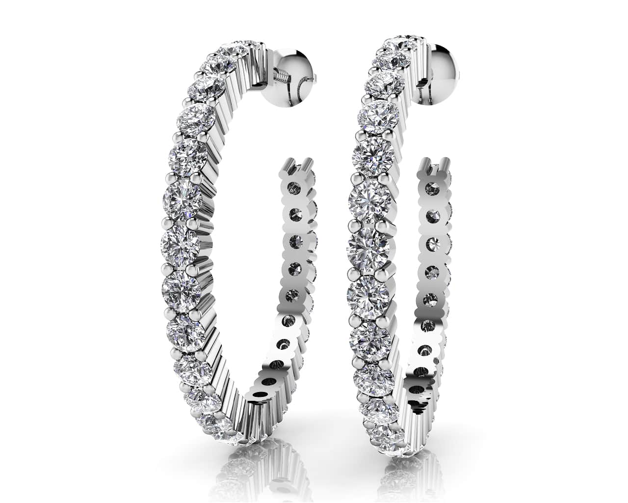 Timeless Diamond Hoop Earrings Lab-Grown Diamond  with 1.20 ct.(finished) 1.8mm