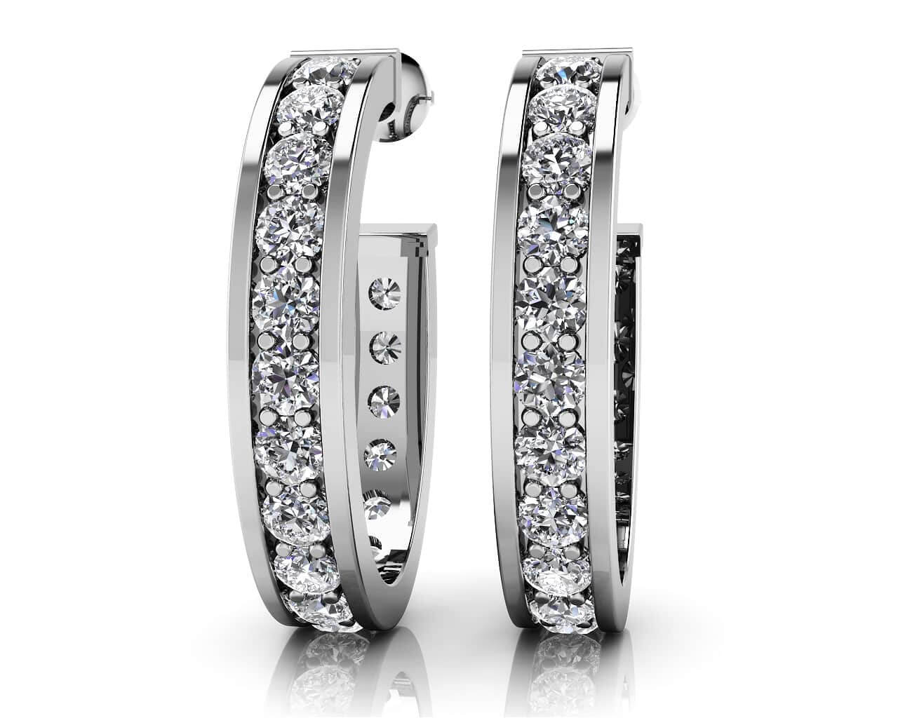 Shared Prong Set Diamond Oval Hoop Earrings Lab-Grown Diamond  with 1.48 ct.(finished) 2.2mm