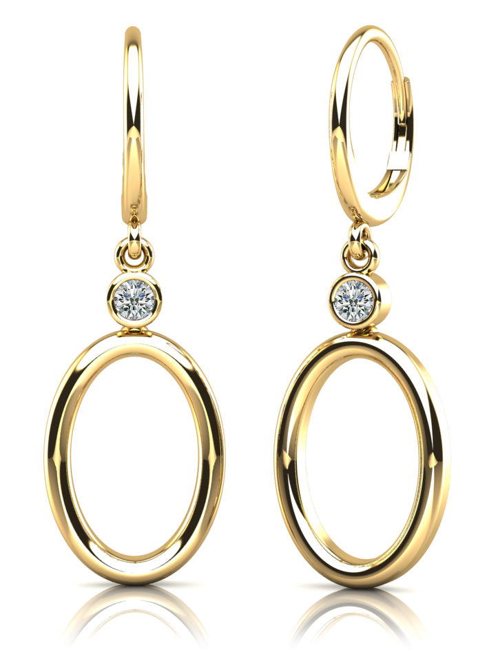 Double Oval Drop Diamond Hoop Earrings Diamond  with 0.50 ct.(finished) 4mm