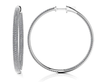 Triple Row Inside Out Diamond Earrings Extra Large Lab-Grown Diamond  with 4.92 ct.(finished) 1.3mm