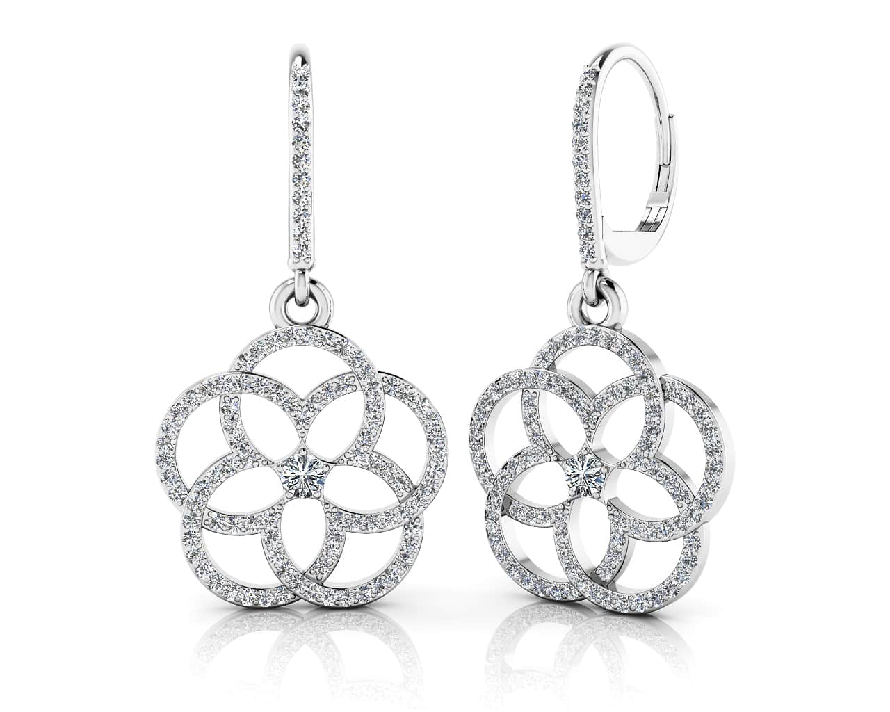 Love Blossom Diamond Earrings Diamond  with 1.11 ct.(finished) 1mm, 2.7mm
