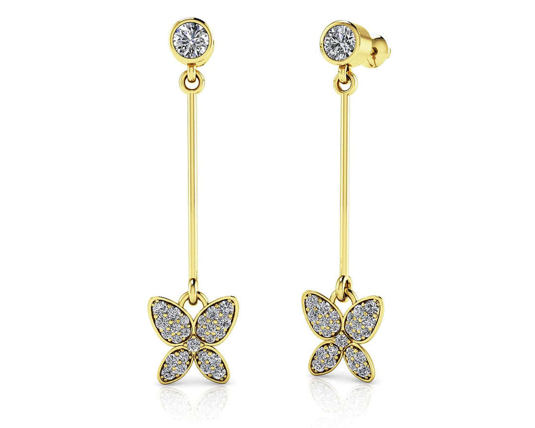 Butterfly Drop Bar Earrings Diamond  with 0.56 ct.(finished)
