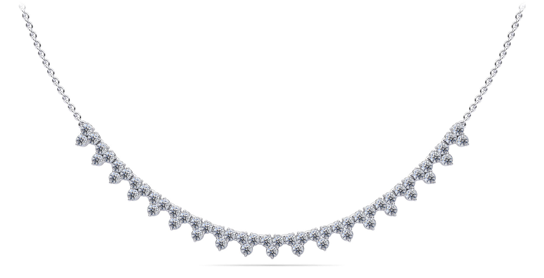 Three Stone Brilliance Diamond and Chain Necklace Diamond  with 2.91 ct.(finished) 2.4mm