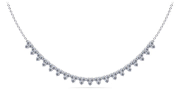 Three Stone Brilliance Diamond and Chain Necklace Diamond  with 2.91 ct.(finished) 2.4mm