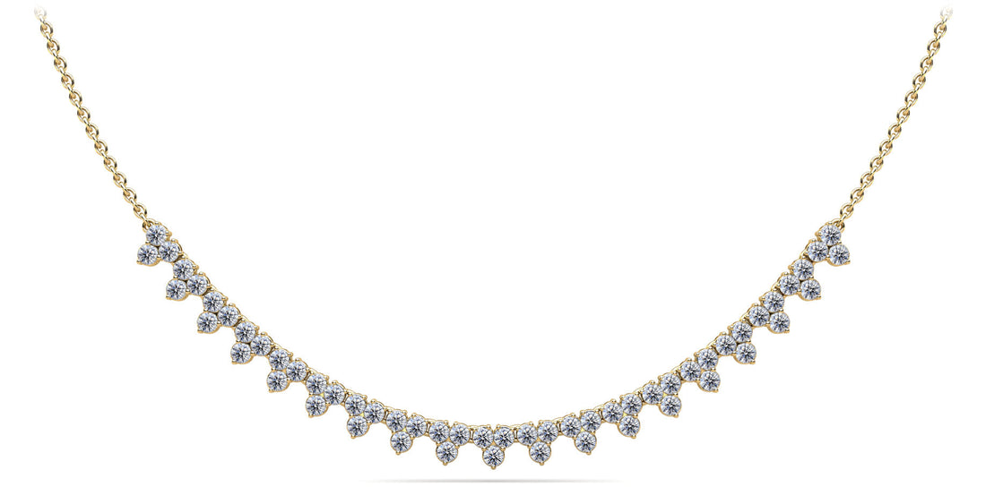 Three Stone Brilliance Diamond and Chain Necklace Diamond  with 2.18 ct.(finished) 2mm