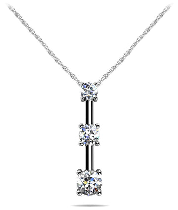 Four Prong 3 Stone Drop Pendant Diamond  with 0.51 ct.(finished) 2.7mm, 3.4mm, 4.2mm