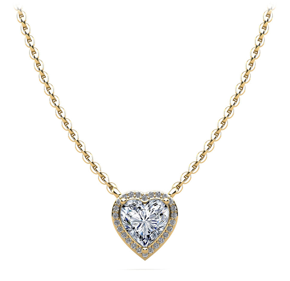 Perfect Heart Halo Diamond Pendant Lab-Grown Diamond  with 2.13 ct. (2.00 ct. center diamond)