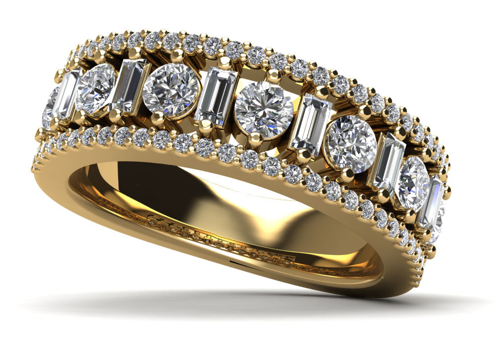 Unique Elegance Anniversary Ring Diamond  with 1.39 ct.(finished) 3x1.5mm, 1mm, 3mm