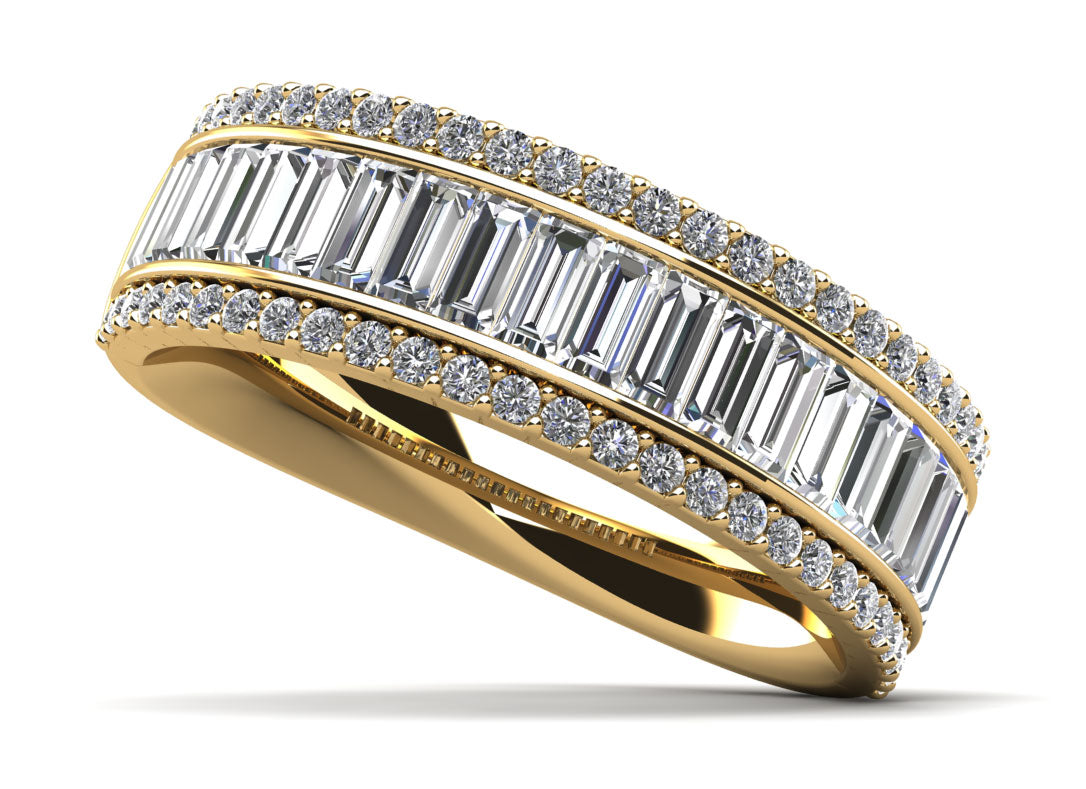 Round and Baguettes Brilliance Anniversary Ring Lab-Grown Diamond  with 1.85 ct.(finished) 3.5x1.5mm, 1.1mm