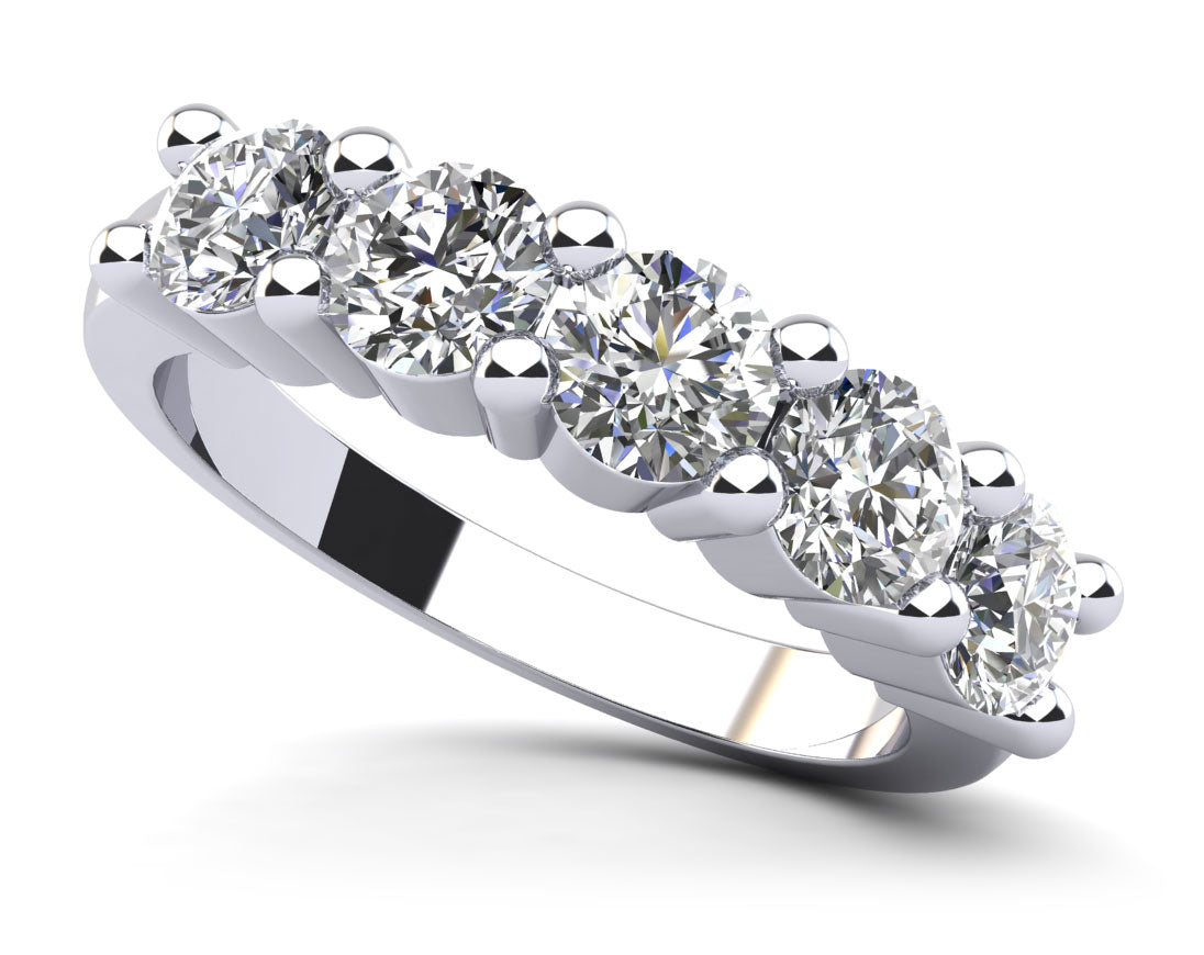 Classic Brilliant Five Stone Anniversary Ring Lab-Grown Diamond  with 1.25 ct.(finished) 4mm