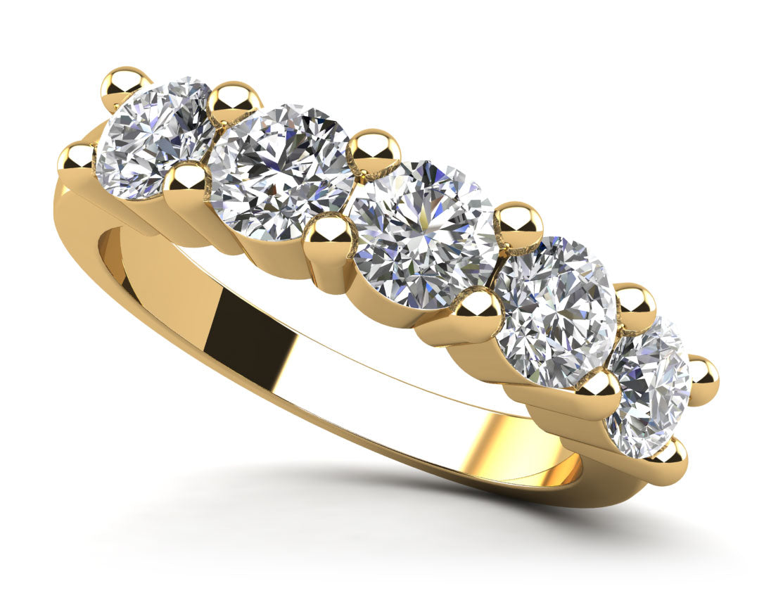 Classic Brilliant Five Stone Anniversary Ring Lab-Grown Diamond  with 0.75 ct.(finished) 3.4mm
