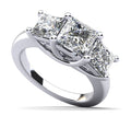 Princess Cut Swirl Three Stone Engagement Ring Diamond  with 4.00 ct. (2.00 ct. center diamond)