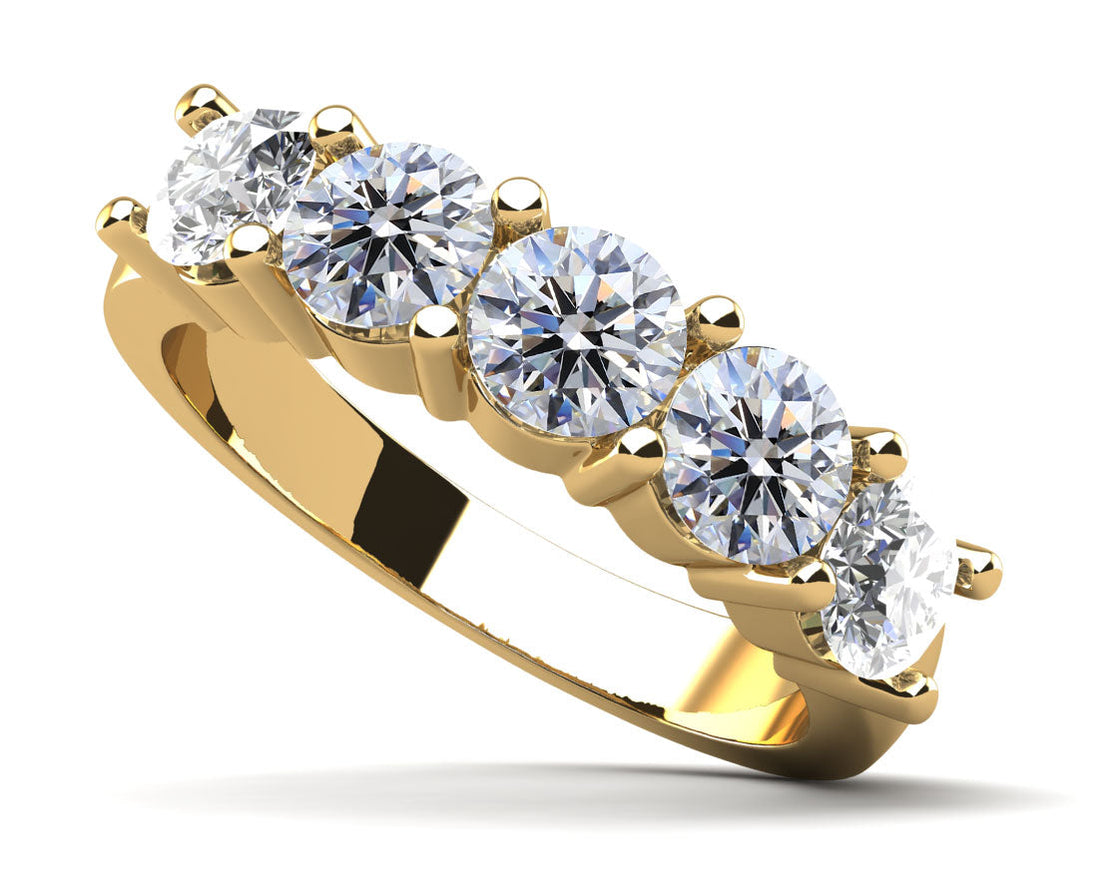 Classic Five Diamond Anniversary Ring Diamond  with 0.50 ct.(finished) 2.9mm