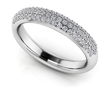 Triple Row Diamond Pave Wedding Ring Diamond  with 0.67 ct.(finished) 1.3mm