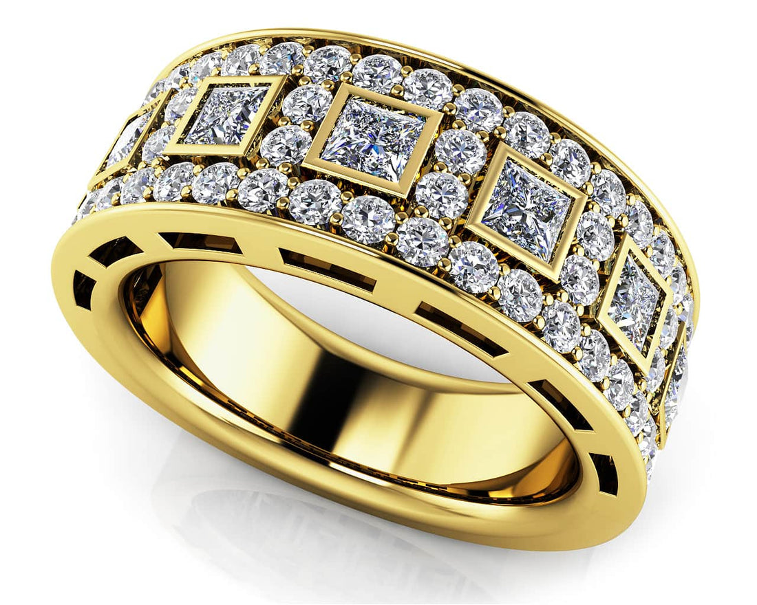 Princess Cut Four Row Diamond Ring Diamond  with 1.09 ct.(finished) 1.3mm, 2.25mm