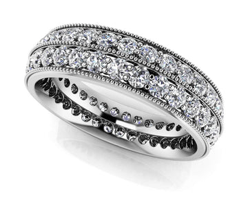 Milgrain Edge Double Row Eternity Diamond Ring Diamond  with 1.09 ct.(finished) 1.4mm