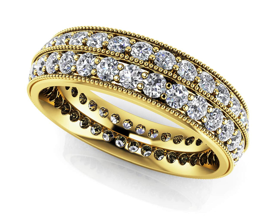 Milgrain Edge Double Row Eternity Diamond Ring Diamond  with 1.98 ct.(finished) 2.0mm