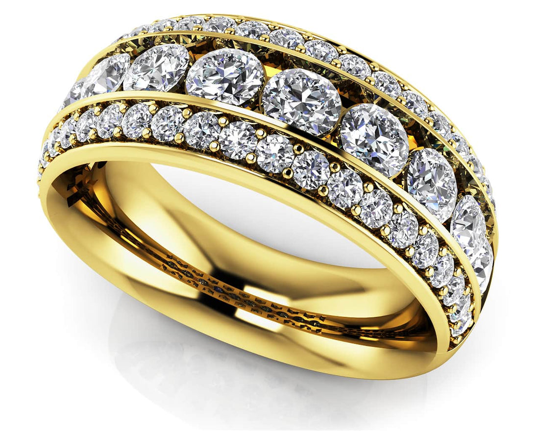 Three Row Channel And Prong Set Ring Diamond  with 1.30 ct.(finished) 1.3mm, 2.75mm