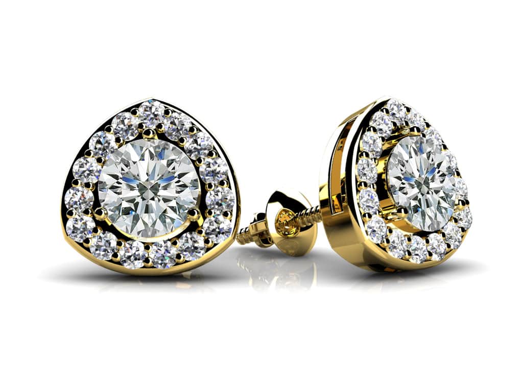 Rounded Triangular Diamond Studs Diamond  with 0.66 ct. (2X0.21 ct. center diamonds)