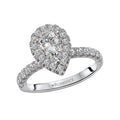 Orbelle Halo Semi-Mount Diamond Ring in 14K White Gold with Lab Grown Pear Shaped Diamond