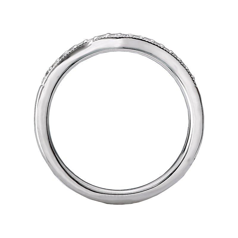 Glemera Curved Wedding Band in 14K White Gold with Round Faceted Diamonds