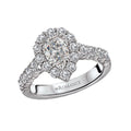 Orbelle Halo Semi-Mount Diamond Ring in 14K White Gold with Pear Shaped Lab Grown Diamond