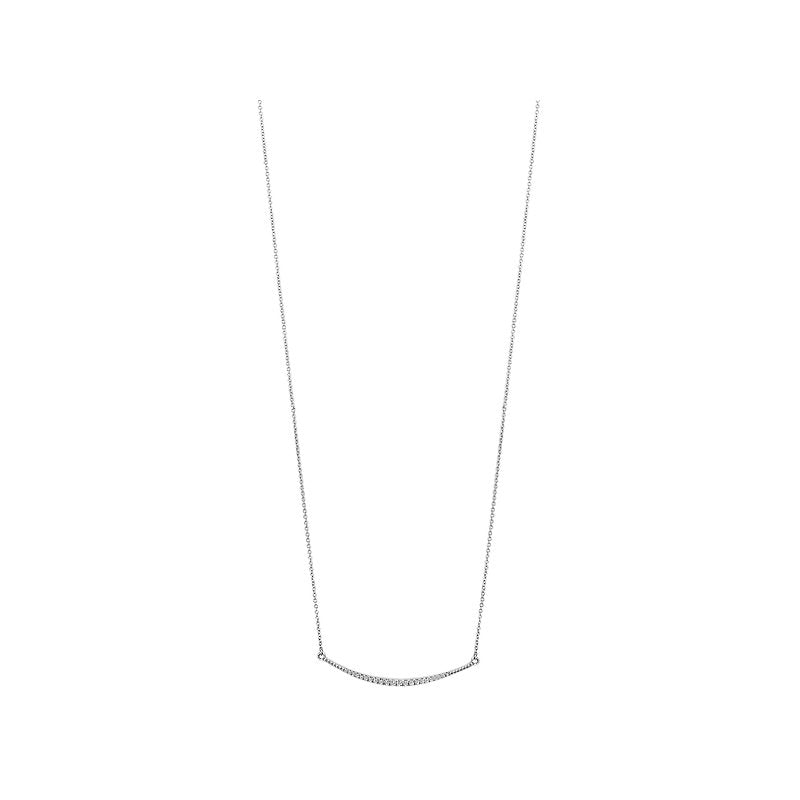 Luxora Ladies Diamond Bar Necklace in 14K White Gold - Adjustable Length