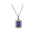 Luxora 14K White Gold Diamond Halo Emerald Sapphire Pendant