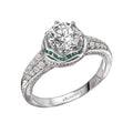 Vintage 18K White Gold Tsavorite and Diamond Semi-Mount Ring