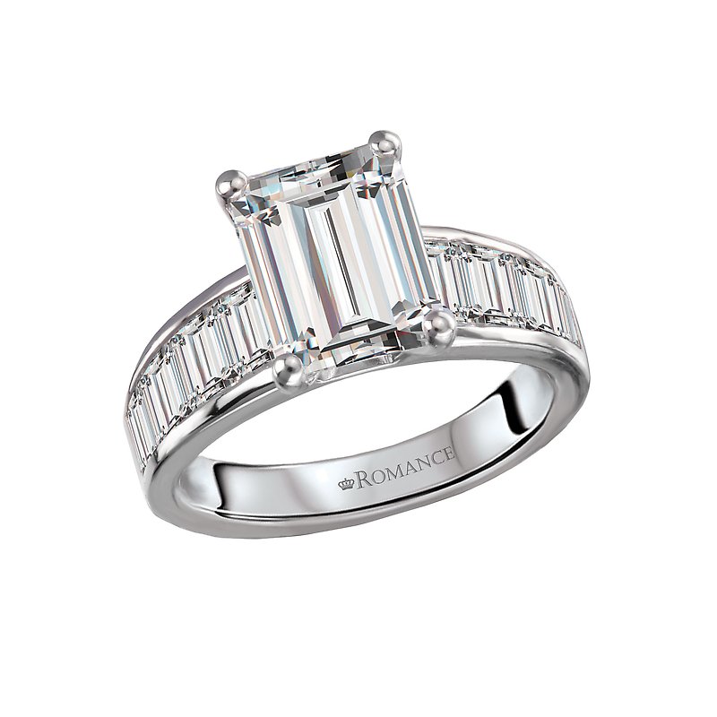 Orbelle Lab Grown Baguette Diamond Engagement Ring | Bandora 14K White Gold Emerald Cut Semi-Mount