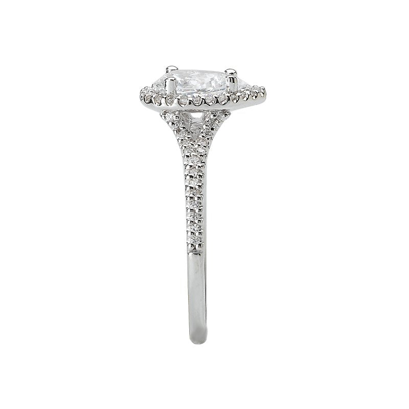 Orbelle Halo Semi-Mount 14K White Gold Pear Shaped Lab Grown Diamond Ring
