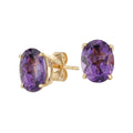 Aurenza Classics 14K Yellow Gold Oval Amethyst Gemstone Earrings