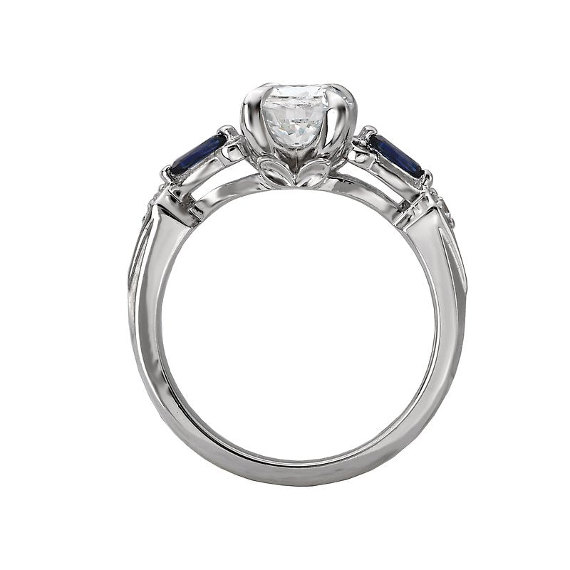 Bandora 14K White Gold Semi-Mount Diamond Ring with Lab Grown Diamond and Sapphires