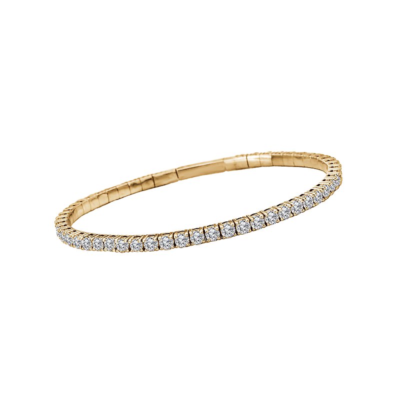 Luxora Ladies Fashion Diamond Flexible Bangle Bracelet | 14K Yellow Gold
