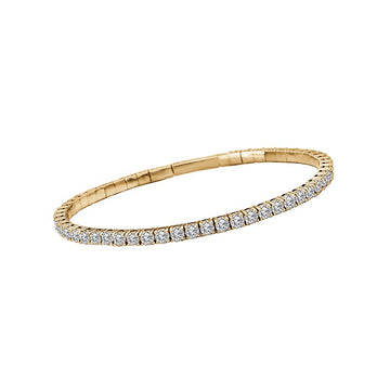 Luxora Ladies Fashion Diamond Flexible Bangle Bracelet | 14K Yellow Gold