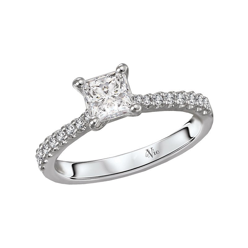 Glemera Bandora 14K White Gold Semi-Mount Princess Cut Diamond Ring