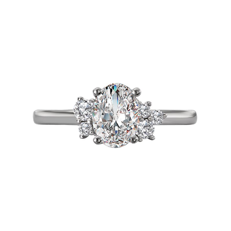 Orbelle Oval Lab Grown Diamond Semi-Mount Engagement Ring in 14K White Gold