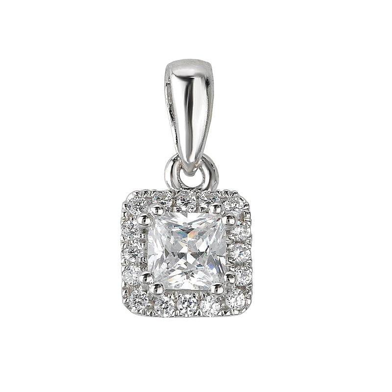 Aurenza Classics 14K White Gold Square Halo Diamond Pendant