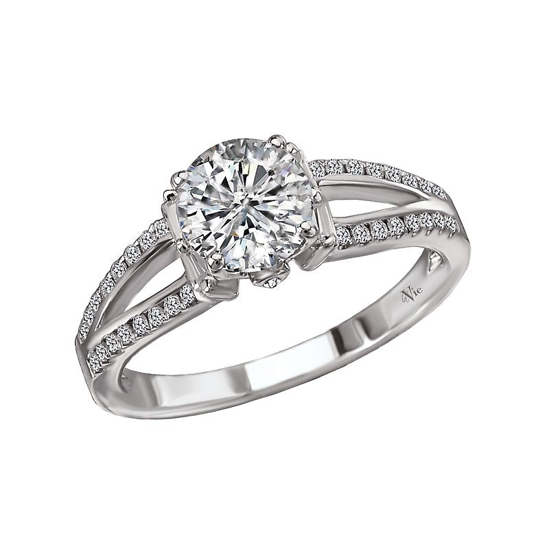 Glemera Split Shank Diamond Ring Semi-Mount 14K White Gold